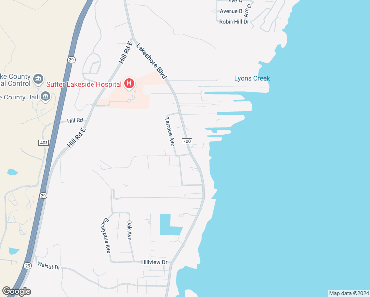 map of restaurants, bars, coffee shops, grocery stores, and more near 4845 Lakeshore Boulevard in Lakeport