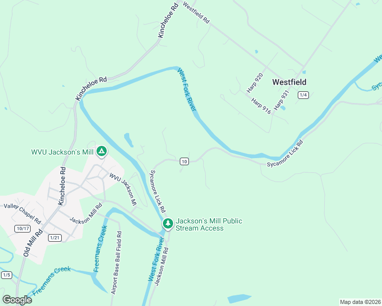 map of restaurants, bars, coffee shops, grocery stores, and more near 493 Sycamore Lick Road in Jane Lew