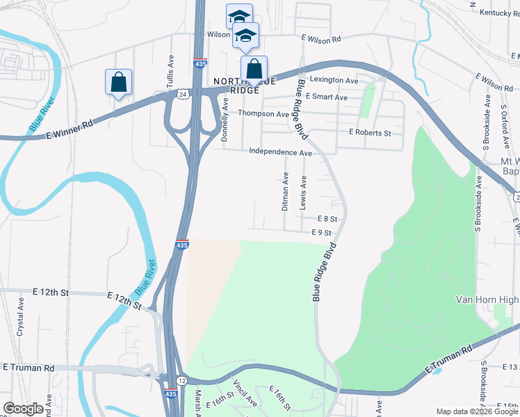 map of restaurants, bars, coffee shops, grocery stores, and more near 803 Booth Avenue in Kansas City