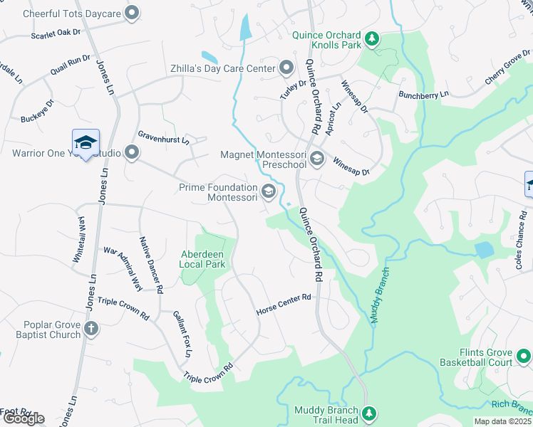 map of restaurants, bars, coffee shops, grocery stores, and more near 12400 Falconbridge Drive in North Potomac