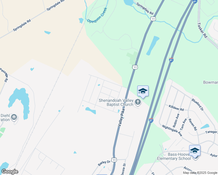 map of restaurants, bars, coffee shops, grocery stores, and more near 140 Willett Hollow Street in Stephens City