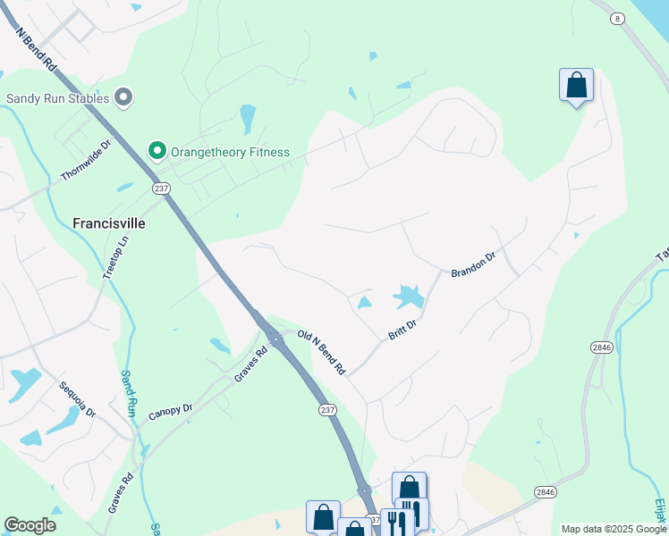 map of restaurants, bars, coffee shops, grocery stores, and more near 2295 Kyle Drive in Hebron