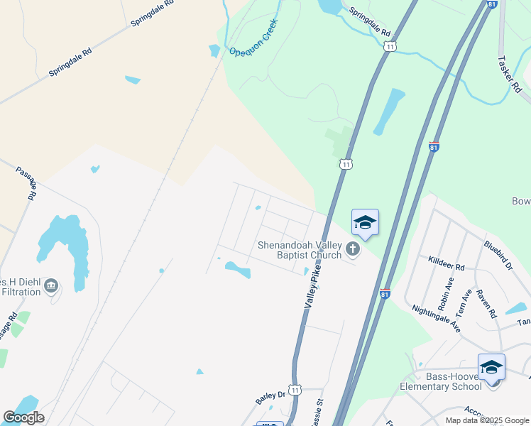 map of restaurants, bars, coffee shops, grocery stores, and more near 114 Hemphill Street in Stephens City