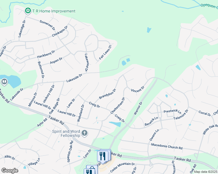 map of restaurants, bars, coffee shops, grocery stores, and more near 108 Tyler Court in Stephens City