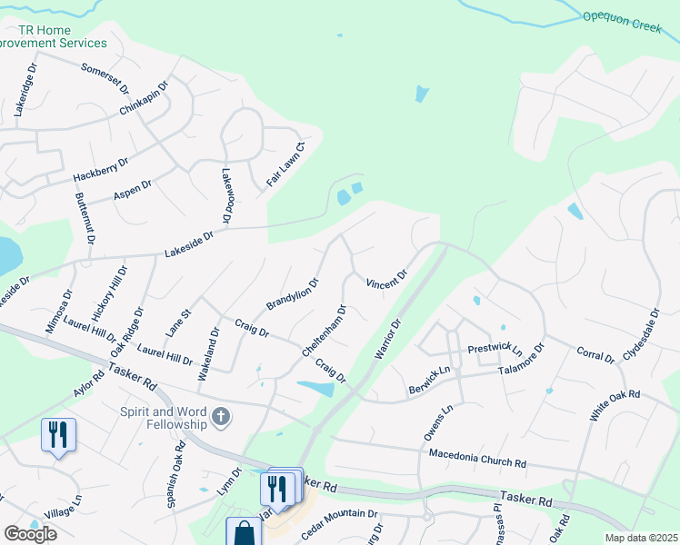 map of restaurants, bars, coffee shops, grocery stores, and more near 327 Cheltenham Drive in Stephens City