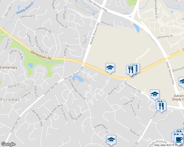 map of restaurants, bars, coffee shops, grocery stores, and more near 10699 Darnestown Road in Rockville