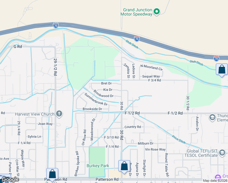 map of restaurants, bars, coffee shops, grocery stores, and more near 2995 Kia Drive in Grand Junction
