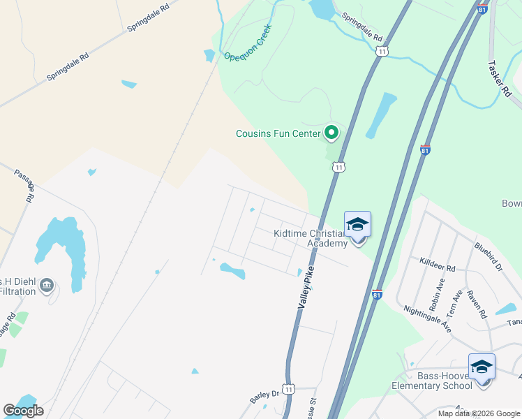 map of restaurants, bars, coffee shops, grocery stores, and more near 4656 Valley Pike in Stephens City