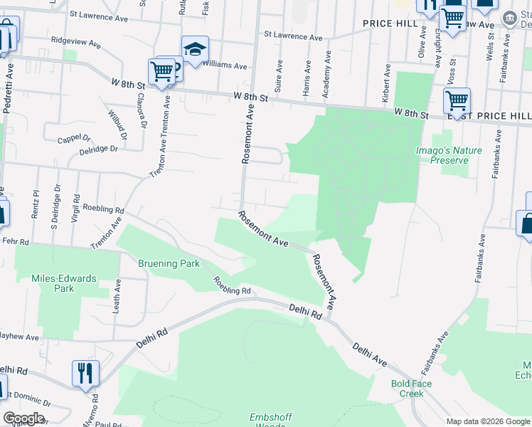 map of restaurants, bars, coffee shops, grocery stores, and more near 4013 Andrew Street in Cincinnati