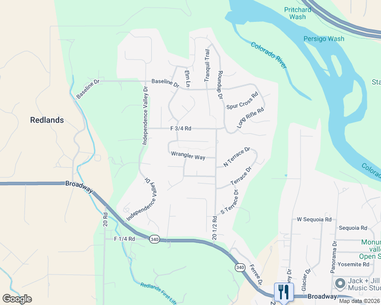 map of restaurants, bars, coffee shops, grocery stores, and more near 2041 Wrangler Court in Grand Junction