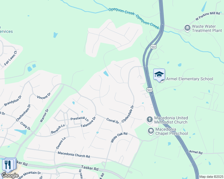 map of restaurants, bars, coffee shops, grocery stores, and more near 212 Ivy Hill Court in Stephens City