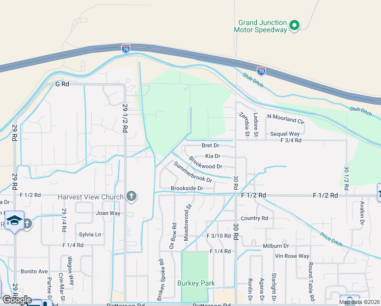 map of restaurants, bars, coffee shops, grocery stores, and more near 2979 1/2 Brookwood Drive in Grand Junction