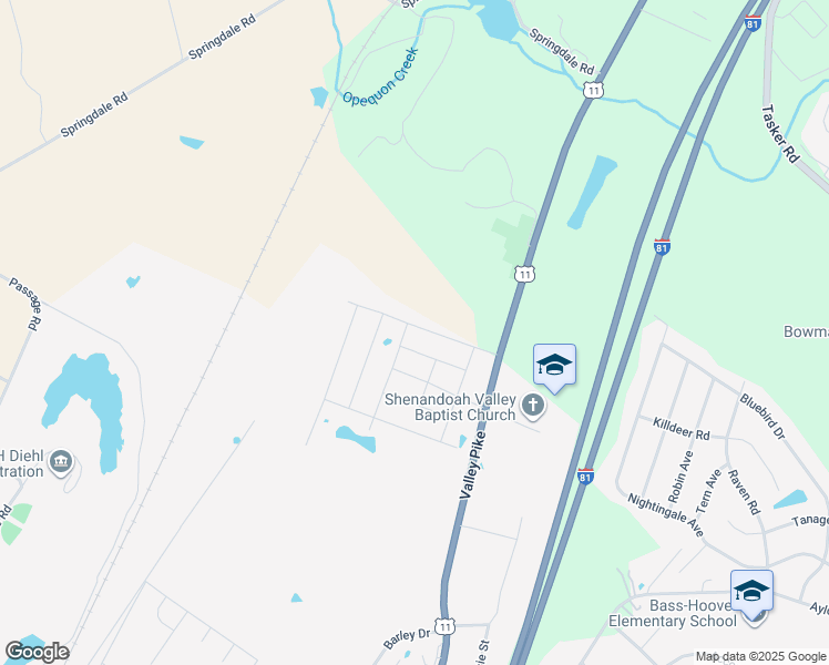 map of restaurants, bars, coffee shops, grocery stores, and more near 9112 Lane Street in Stephens City