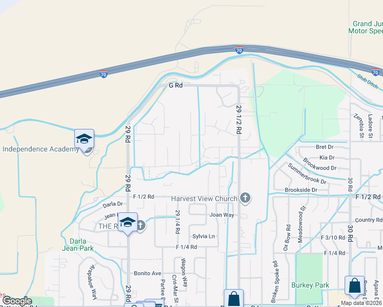 map of restaurants, bars, coffee shops, grocery stores, and more near 669 Strathearn Drive in Grand Junction