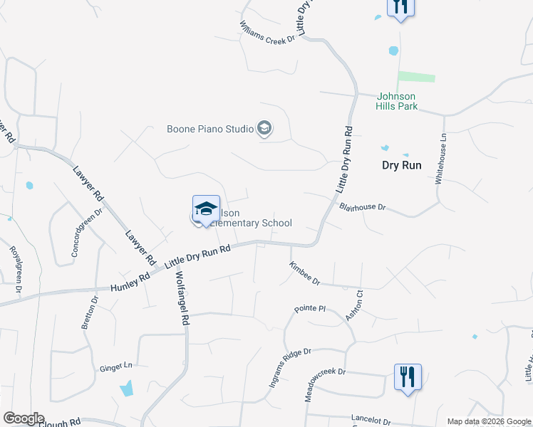 map of restaurants, bars, coffee shops, grocery stores, and more near 2625 Oldforge Lane in Cincinnati