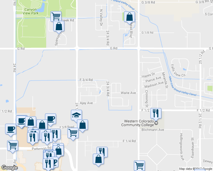 map of restaurants, bars, coffee shops, grocery stores, and more near 673 Chalisa Avenue in Grand Junction