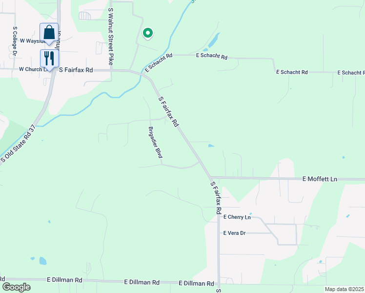 map of restaurants, bars, coffee shops, grocery stores, and more near 5396-5450 S Fairfax Rd in Bloomington