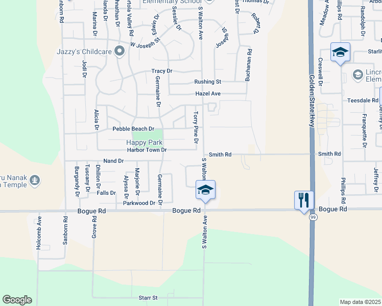 map of restaurants, bars, coffee shops, grocery stores, and more near 1652 Harbor Town Drive in Yuba City