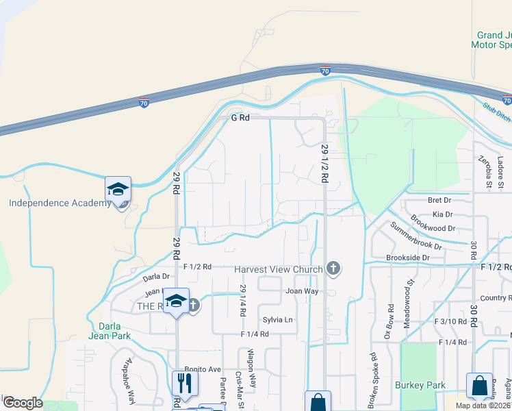 map of restaurants, bars, coffee shops, grocery stores, and more near 669 Strathearn Drive in Grand Junction