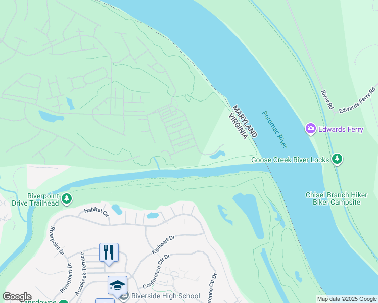 map of restaurants, bars, coffee shops, grocery stores, and more near 43799 Bent Creek Terrace in Leesburg