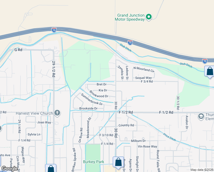 map of restaurants, bars, coffee shops, grocery stores, and more near 2993 1/2 Bret Drive in Grand Junction