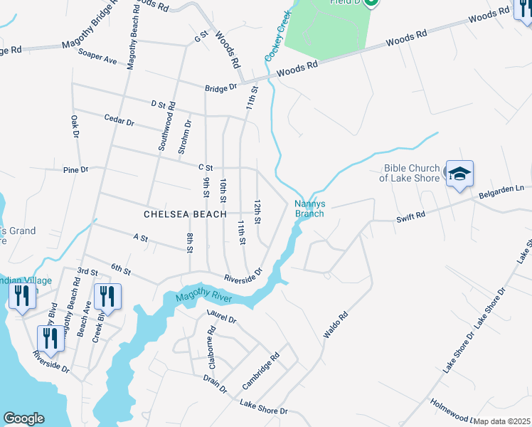 map of restaurants, bars, coffee shops, grocery stores, and more near 664 Riverside Drive in Pasadena