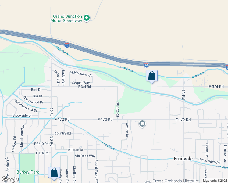 map of restaurants, bars, coffee shops, grocery stores, and more near 673-699 30 1/2 Road in Fruitvale