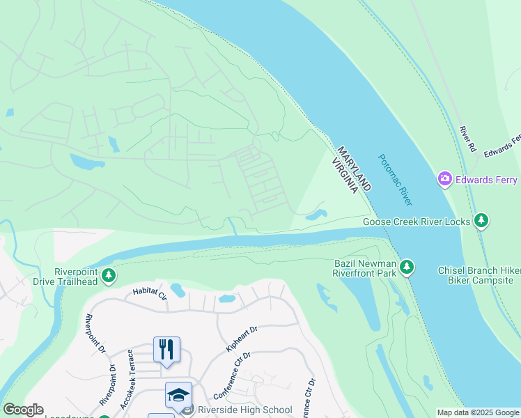 map of restaurants, bars, coffee shops, grocery stores, and more near 18554 Bear Creek Terrace in Leesburg