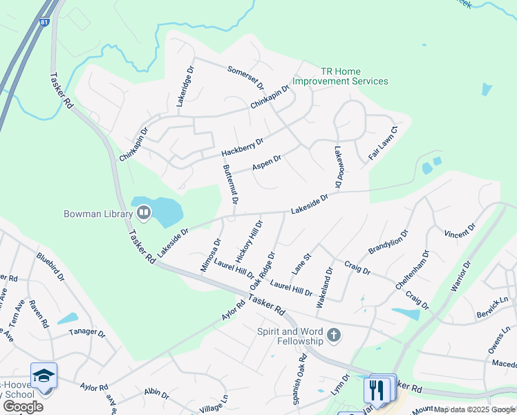 map of restaurants, bars, coffee shops, grocery stores, and more near 209 Lakeside Drive in Stephens City
