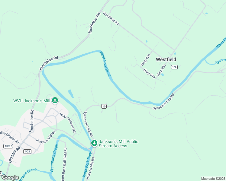 map of restaurants, bars, coffee shops, grocery stores, and more near 493 Sycamore Lick Road in Jane Lew
