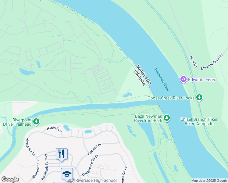 map of restaurants, bars, coffee shops, grocery stores, and more near 43813 Bent Creek Terrace in Leesburg