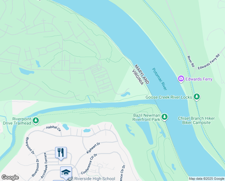 map of restaurants, bars, coffee shops, grocery stores, and more near 43813 Bent Creek Terrace in Leesburg