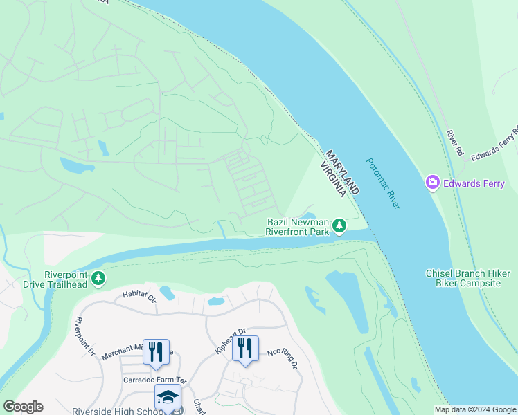 map of restaurants, bars, coffee shops, grocery stores, and more near 43794 Bent Creek Terrace in Leesburg