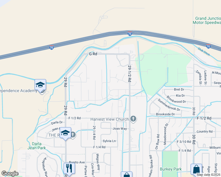 map of restaurants, bars, coffee shops, grocery stores, and more near 667 29 1/2 Road in Grand Junction