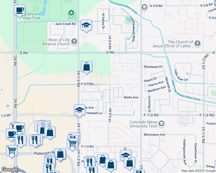 map of restaurants, bars, coffee shops, grocery stores, and more near 673 Chalisa Avenue in Grand Junction