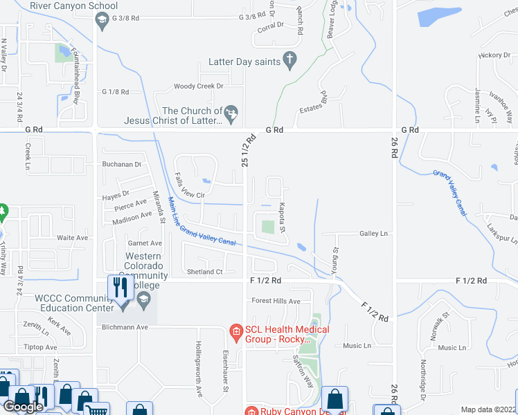 map of restaurants, bars, coffee shops, grocery stores, and more near 2552 McCook Avenue in Grand Junction