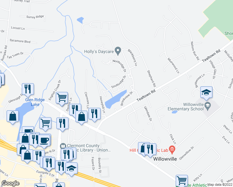 map of restaurants, bars, coffee shops, grocery stores, and more near 4582 Roxbury Circle in Batavia