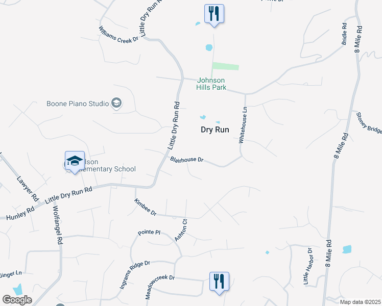 map of restaurants, bars, coffee shops, grocery stores, and more near 7953 Executive Court in Cincinnati