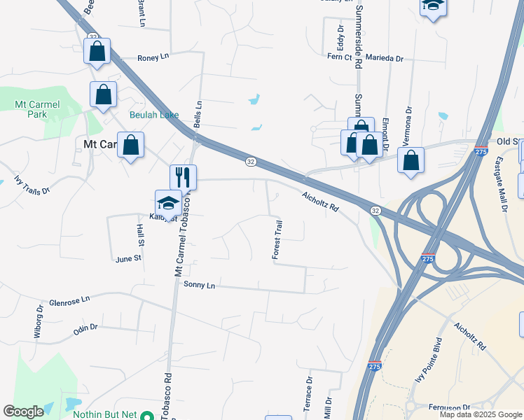 map of restaurants, bars, coffee shops, grocery stores, and more near 4505 Forest Trail in Cincinnati