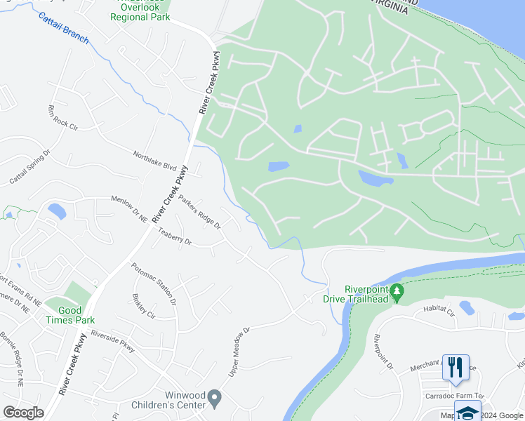 map of restaurants, bars, coffee shops, grocery stores, and more near 43285 Hillhead Place in Leesburg