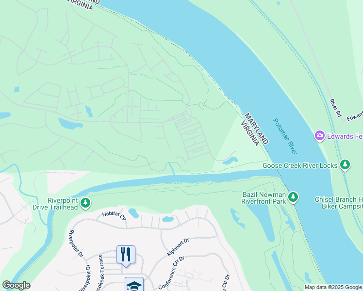 map of restaurants, bars, coffee shops, grocery stores, and more near 18529 Bear Creek Terrace in Leesburg