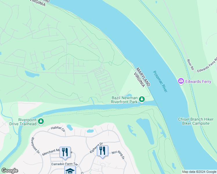 map of restaurants, bars, coffee shops, grocery stores, and more near 43809 Water Bay Terrace in Leesburg