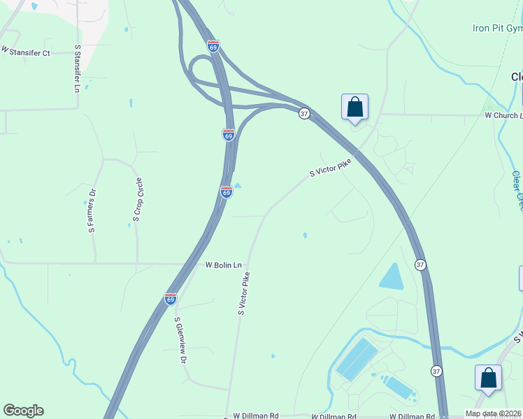 map of restaurants, bars, coffee shops, grocery stores, and more near 1810 Victor Heights Drive in Bloomington