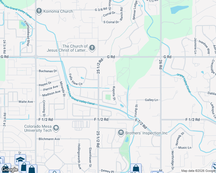 map of restaurants, bars, coffee shops, grocery stores, and more near 673 Tahoe Circle in Grand Junction