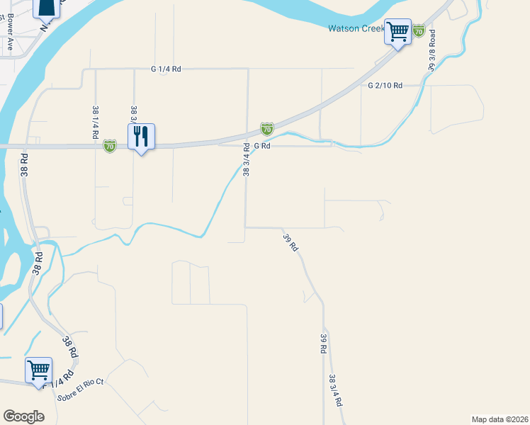 map of restaurants, bars, coffee shops, grocery stores, and more near 688 38 3/4 Road in Palisade