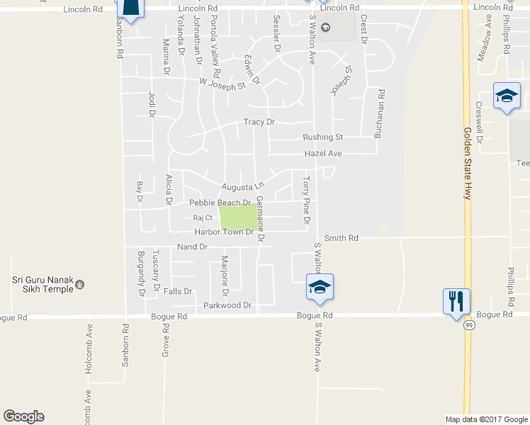 map of restaurants, bars, coffee shops, grocery stores, and more near 1795 Donald Court in Yuba City