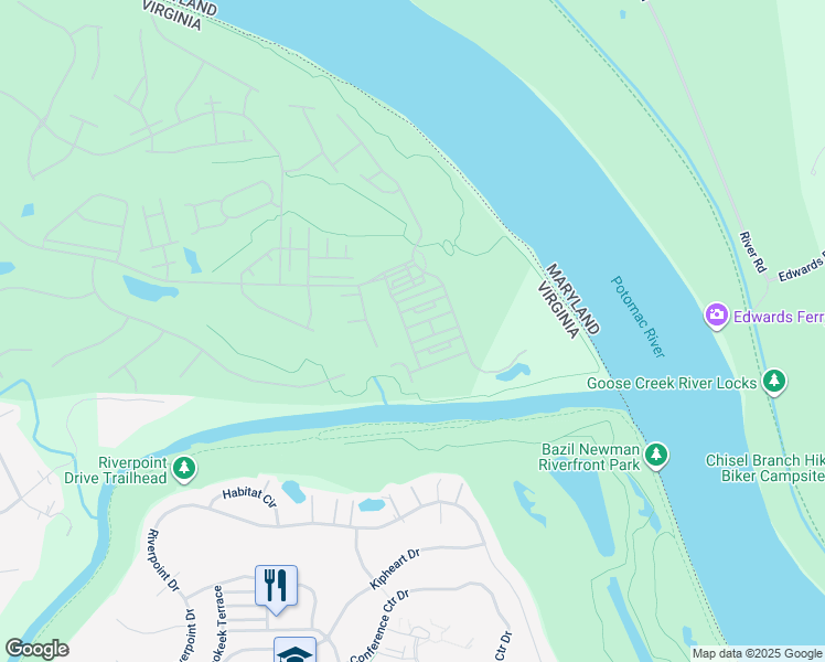 map of restaurants, bars, coffee shops, grocery stores, and more near 18526 Bear Creek Terrace in Leesburg