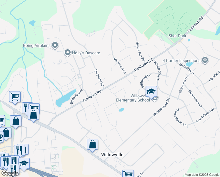 map of restaurants, bars, coffee shops, grocery stores, and more near 4561 Tealtown Road in Batavia