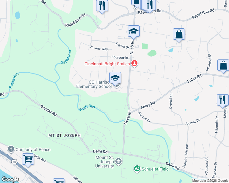 map of restaurants, bars, coffee shops, grocery stores, and more near 585 Neeb Road in Cincinnati