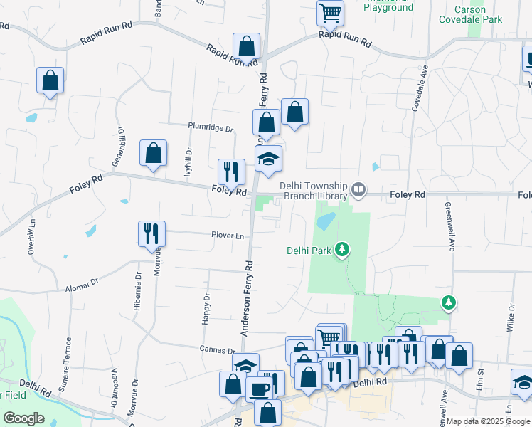map of restaurants, bars, coffee shops, grocery stores, and more near in Cincinnati